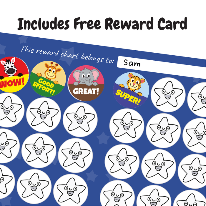 48 Cute Safari Animals Reward Stickers