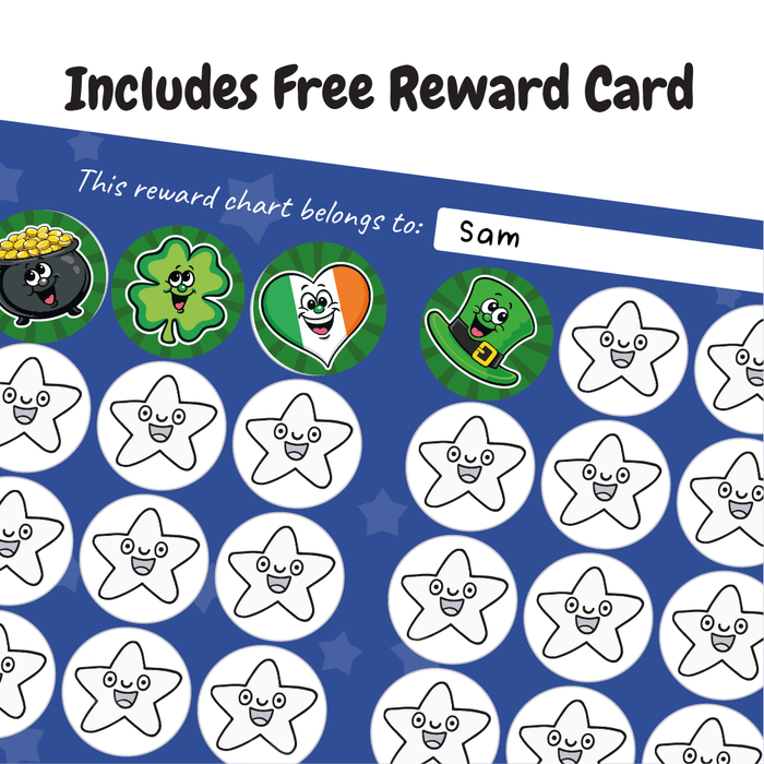 144 Luck of the Irish St Patricks Day Stickers for Crafts, Party Bags and Sweet Cones 30mm