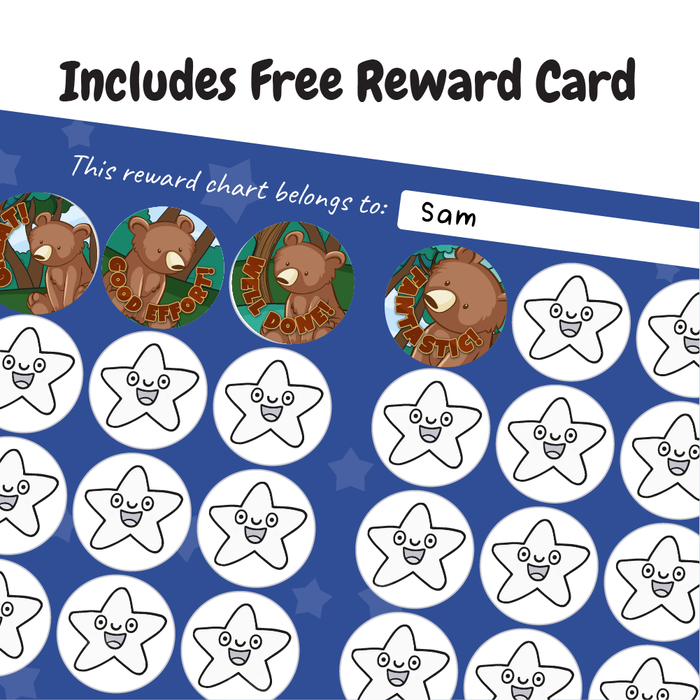 Cute Woodland Bear Praise Words Reward Stickers