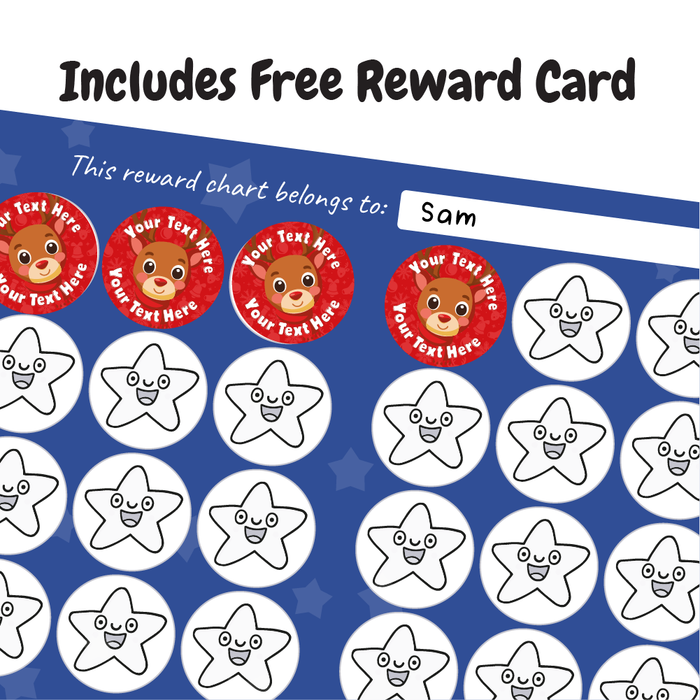 Personalised Cute Reindeer Christmas Reward Stickers