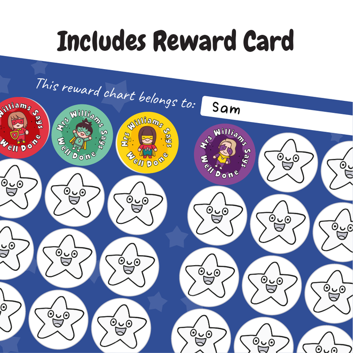 Personalised Superhero Boy & Girl Reward Stickers