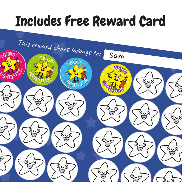 144 Violin Superstar Reward Stickers 30mm Reward Stickers for Music Teachers