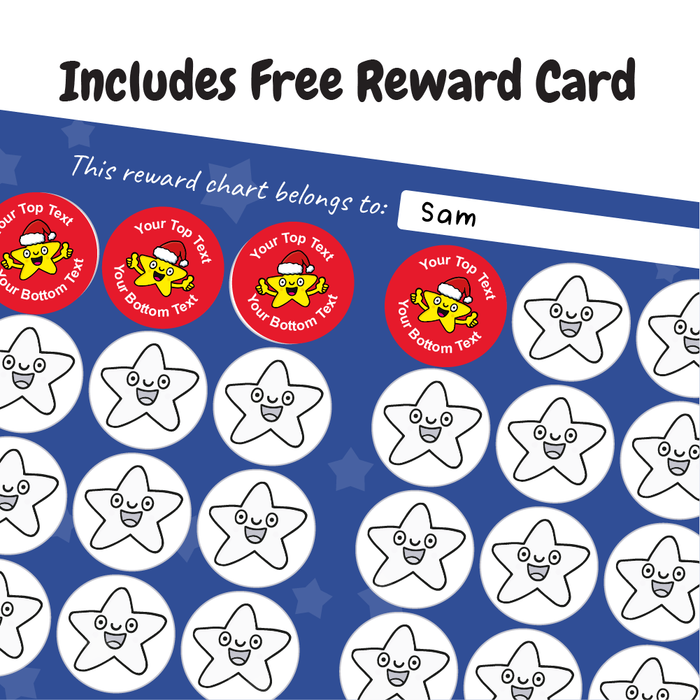 Personalised Christmas Smiling Star Reward Stickers