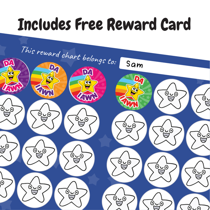 144 Da Iawn Welsh Rainbow Star Reward Stickers for School Teachers and Parents 30mm