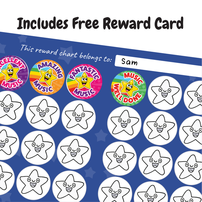 144 Music Superstar Rainbow Reward Stickers for Music Teachers and Tutors 30mm