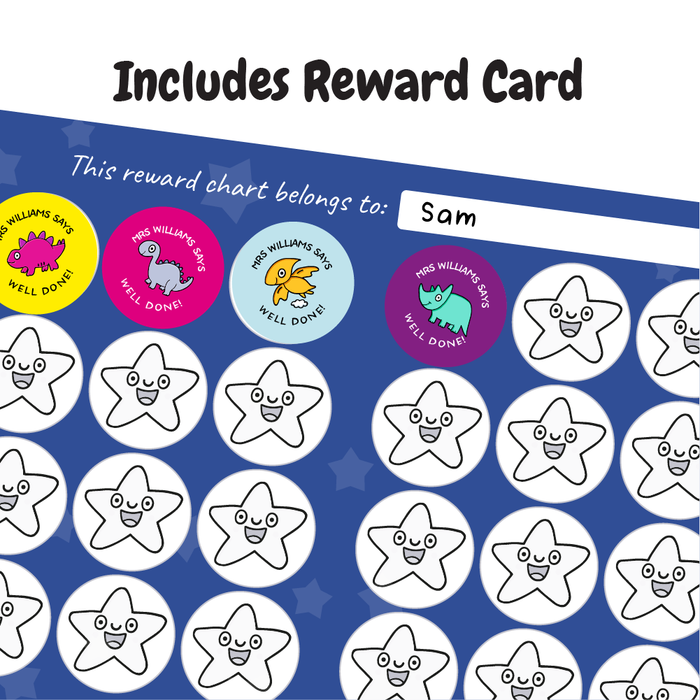 Personalised Dinosaur Well Done Reward Stickers