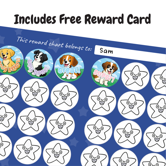 144 Happy Dogs Praise Words Reward Stickers 30mm Reward Stickers for School Teachers, Parents and Nursery