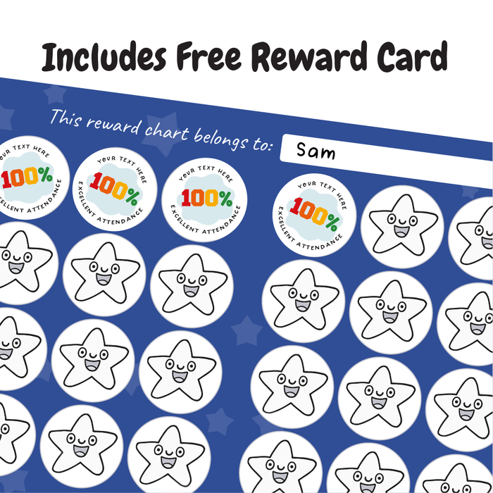 Personalised 100% Attendance Reward Stickers