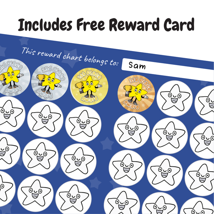 1st, 2nd, 3rd Place Sports Day Star Reward Stickers