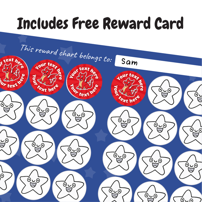 144 Personalised Welsh Dragon Reward Stickers