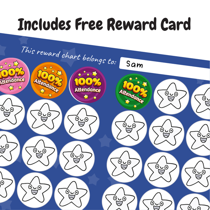 100% Attendance Star Reward Stickers
