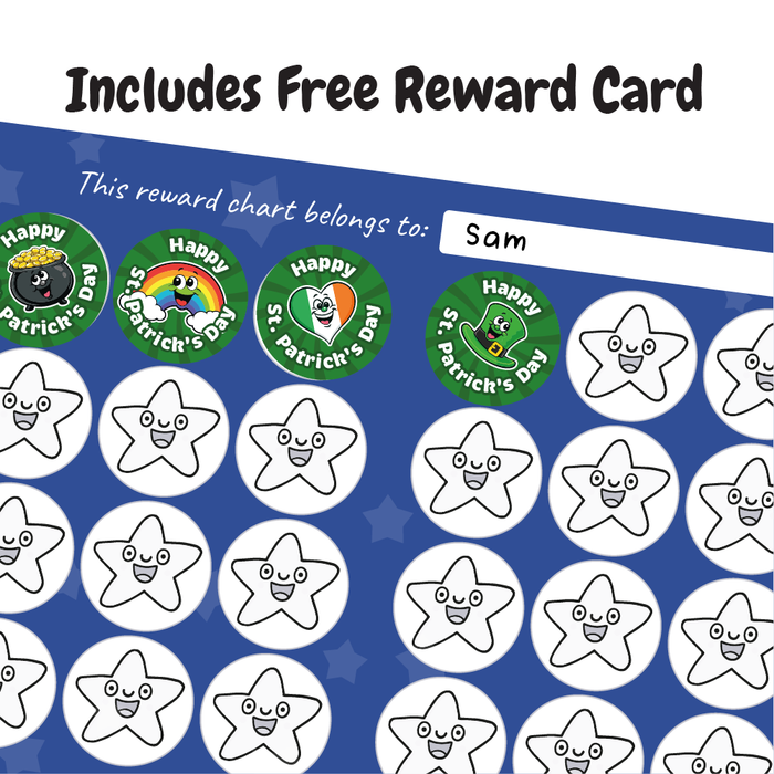 144 Happy St. Patrick's Day Irish Luck Stickers for Crafts, Party Bags and Sweet Cones 30mm