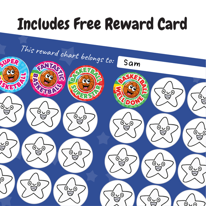 Smiling Basketball Reward Stickers