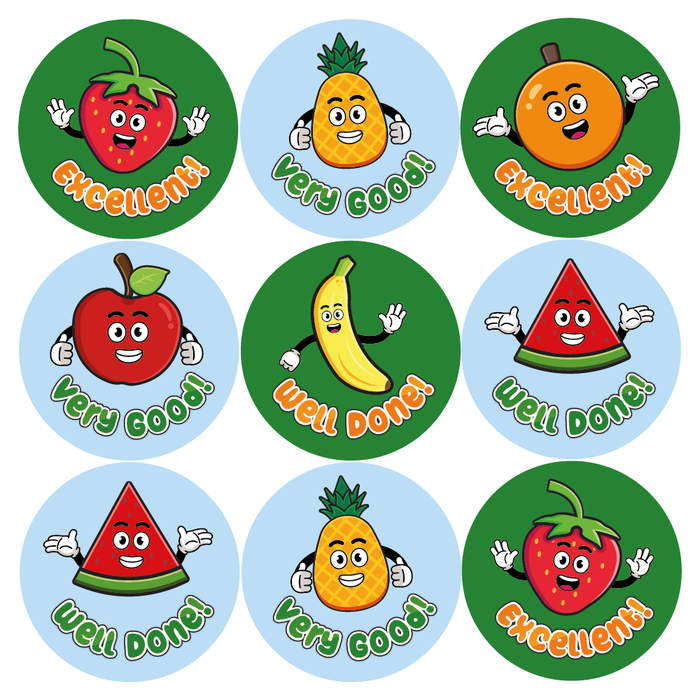 Happy Fruit Praise Words Reward Stickers