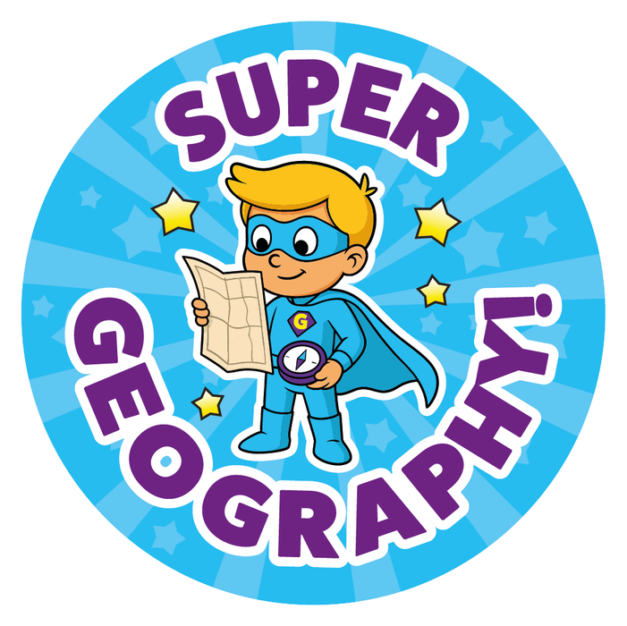 Superhero Geography Reward Stickers