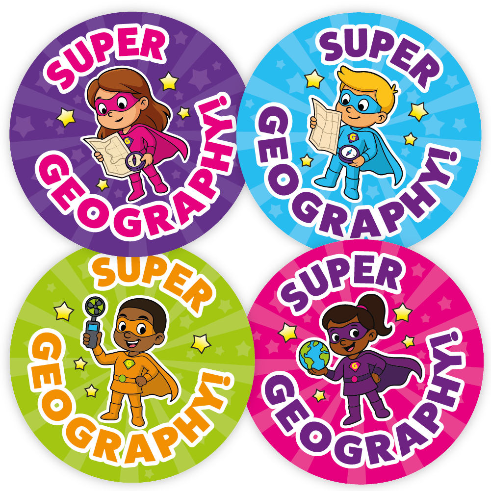Superhero Geography Reward Stickers — MyClassroom