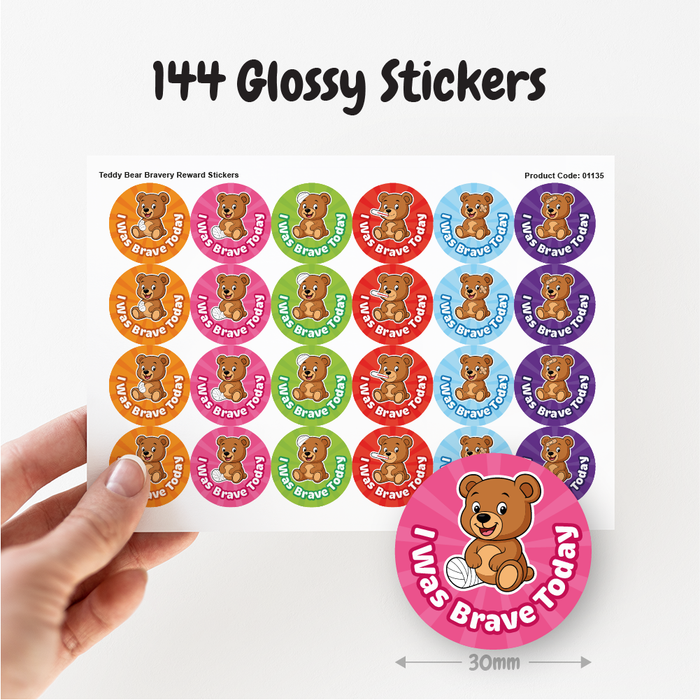 Teddy Bear Bravery Reward Stickers