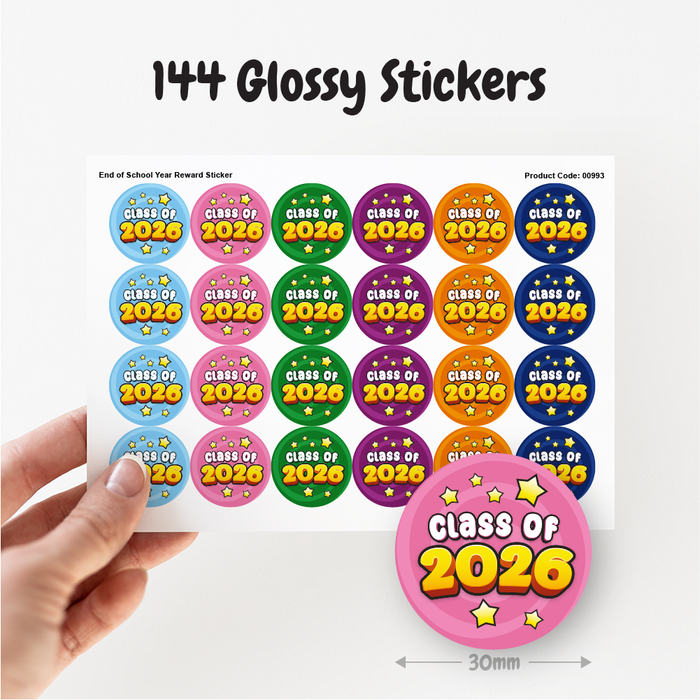 End of School Year Star Reward Stickers Class of
