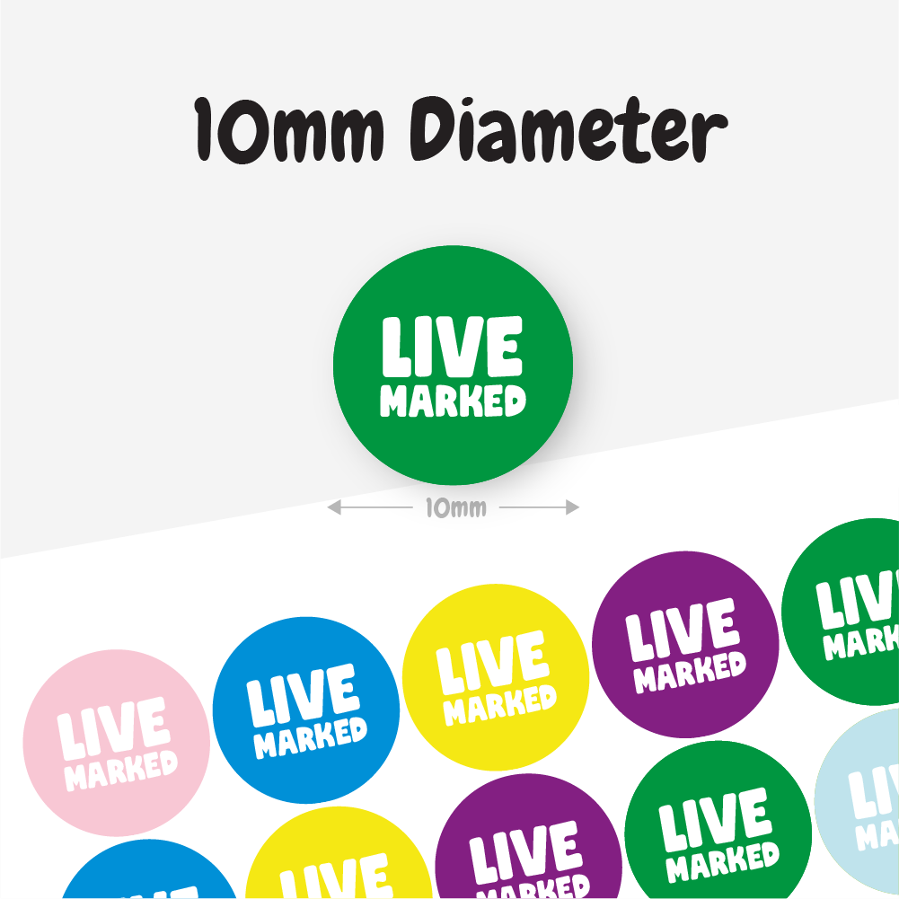 900 Live Marked Marking Stickers 10mm — MyClassroom