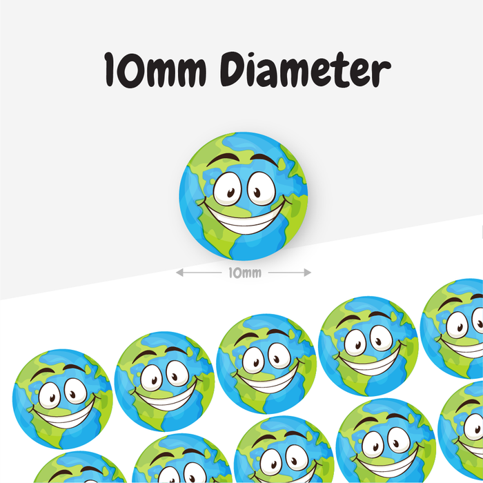 Mini Happy Earth Reward Stickers (10mm)