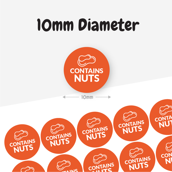 900 Contains Nuts Food Allergy Labels 10mm