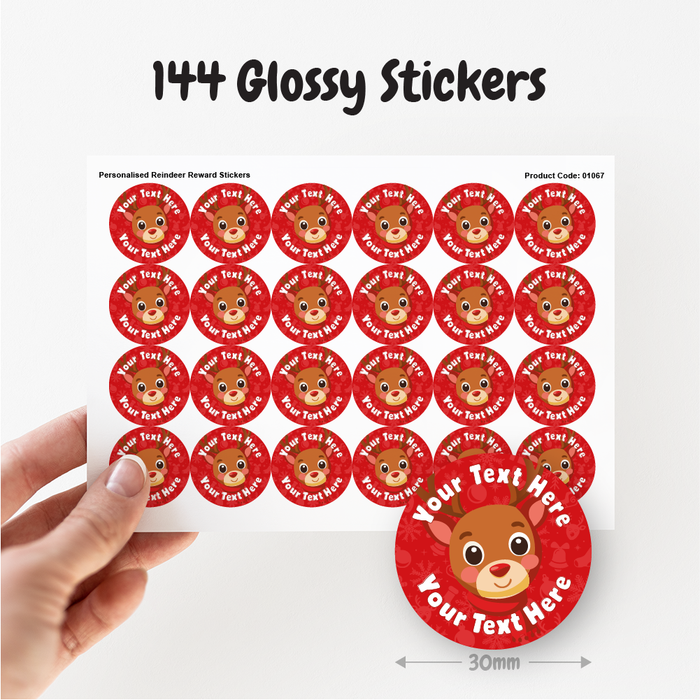 Personalised Cute Reindeer Christmas Reward Stickers