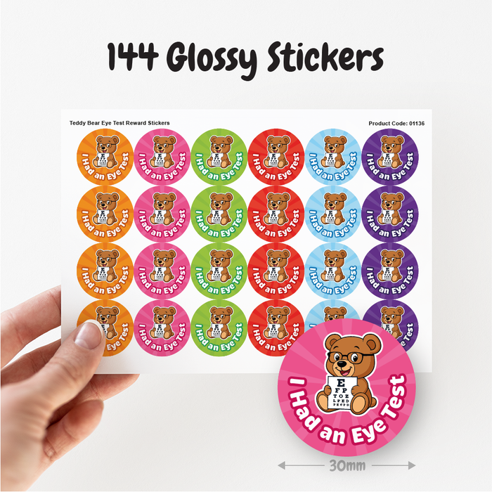 Teddy Bear Eye Test Reward Stickers