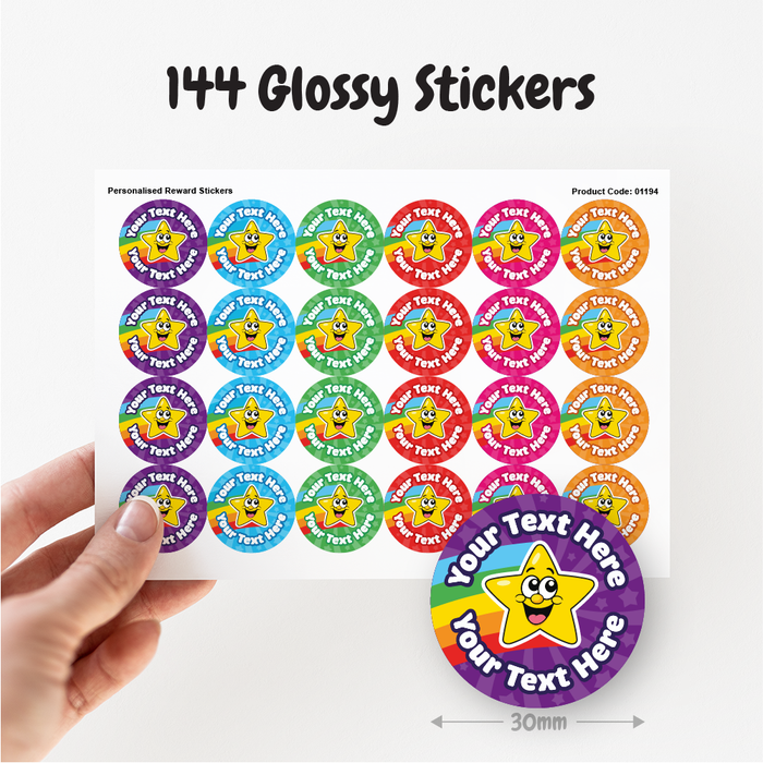 Personalised Rainbow Superstar Reward Stickers