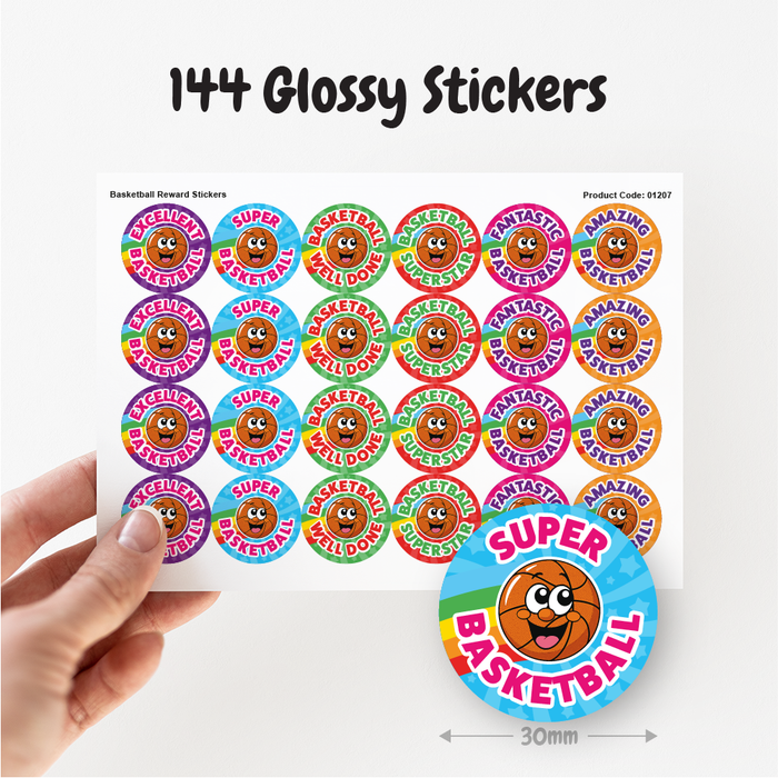 Smiling Basketball Reward Stickers