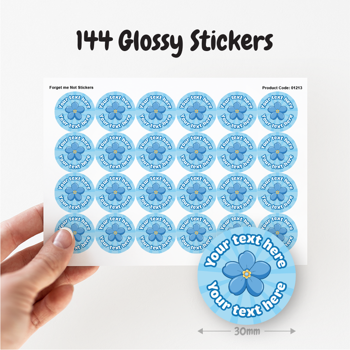 Personalised Forget me Not Stickers, Alzheimer's Dementia Flower