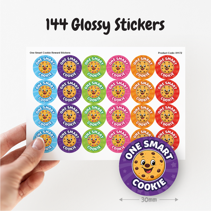 144 One Smart Cookie Well Done Reward Stickers for School Teachers, Parents and Nursery 30mm