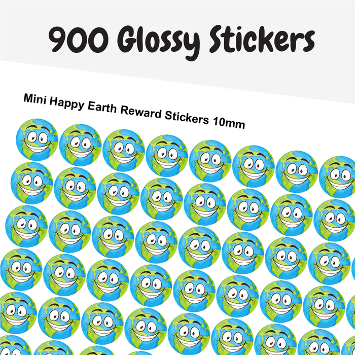 Mini Happy Earth Reward Stickers (10mm)