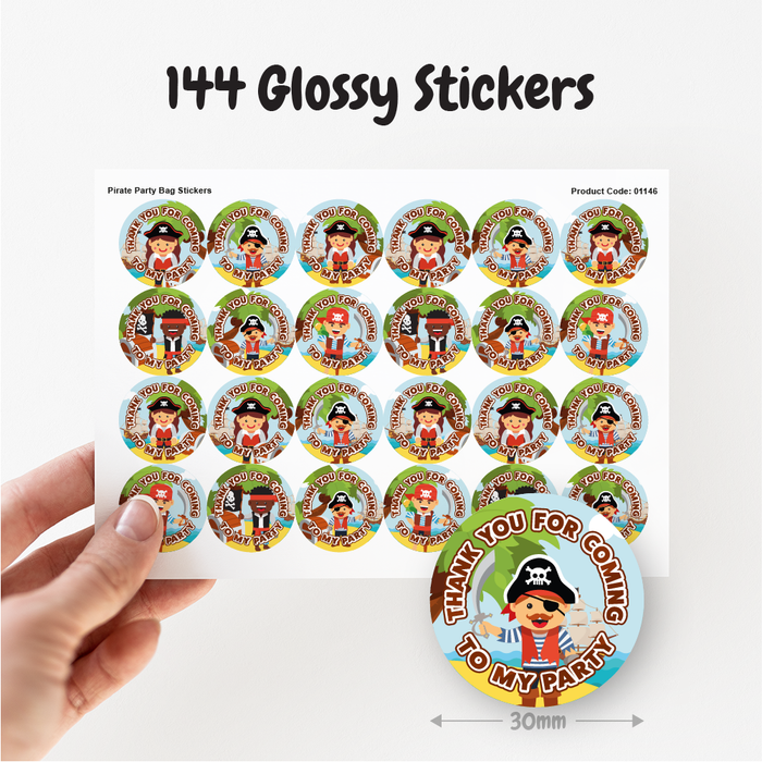 Pirate Thank You for Coming to My Party Stickers