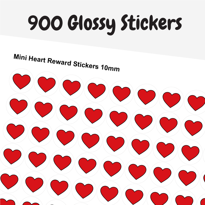 900 Mini Heart Reward Stickers (10mm)