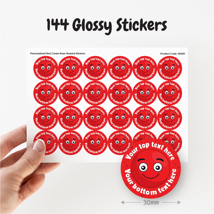 Personalised Red Clown Nose Reward Stickers