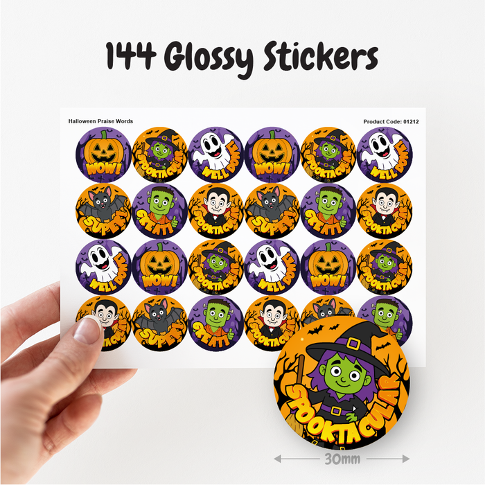 Halloween Characters Praise Words Reward Stickers