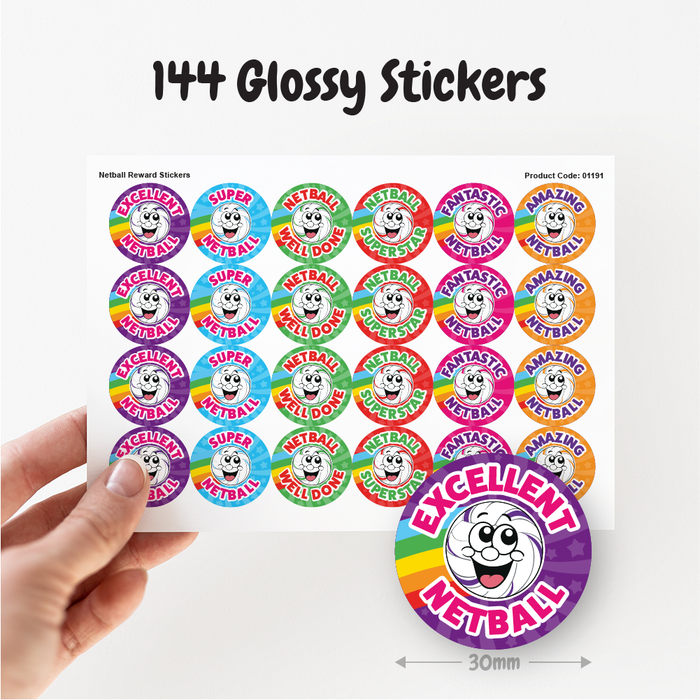 Smiling Netball Reward Stickers