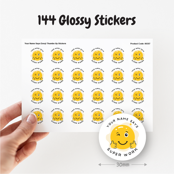 Your Name Says Emoji Thumbs Up Reward Stickers