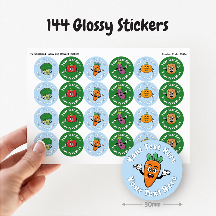 Personalised Happy Veg Healthy Eating Reward Stickers — MyClassroom