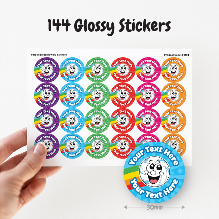 Personalised Smiling Netball Reward Stickers