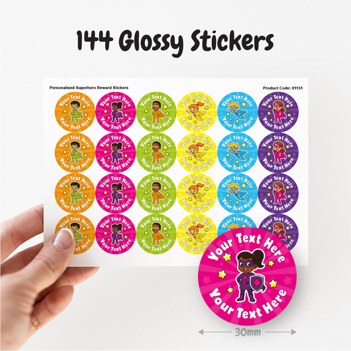 Personalised Superhero Reward Stickers