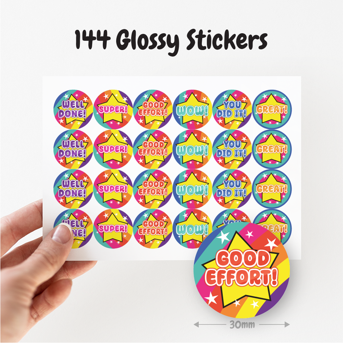 Rainbow and Stars Praise Words Reward Stickers — MyClassroom