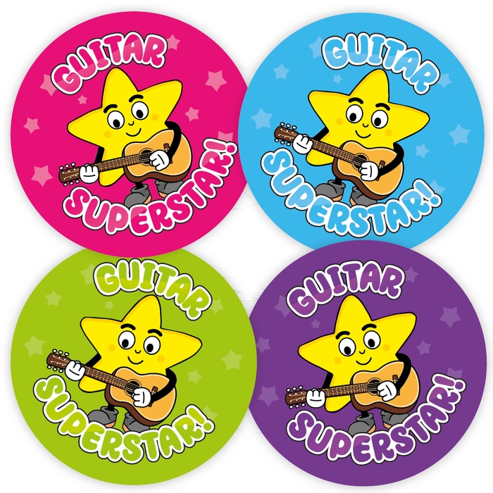 144 Guitar Superstar Reward Stickers 30mm Reward Stickers for Music Teachers