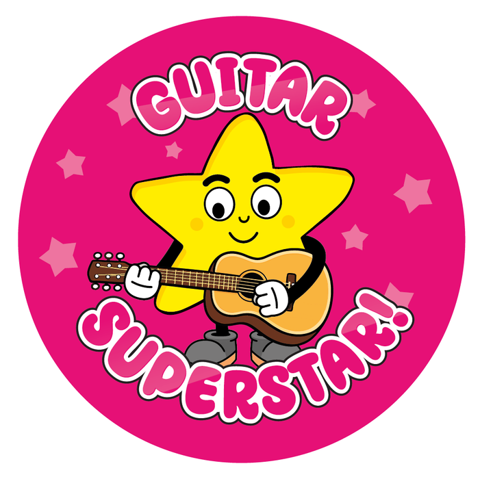 144 Guitar Superstar Reward Stickers 30mm Reward Stickers for Music Teachers
