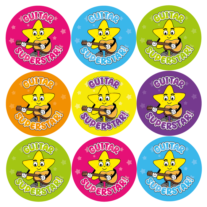 144 Guitar Superstar Reward Stickers 30mm Reward Stickers for Music Teachers
