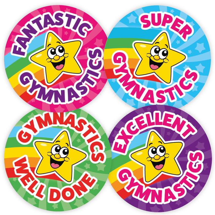 144 Gymnastics Superstar Rainbow Reward Stickers for Gymnastics Teachers and Coaches 30mm