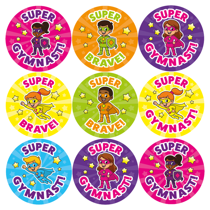 Superhero Gymnastics Reward Stickers