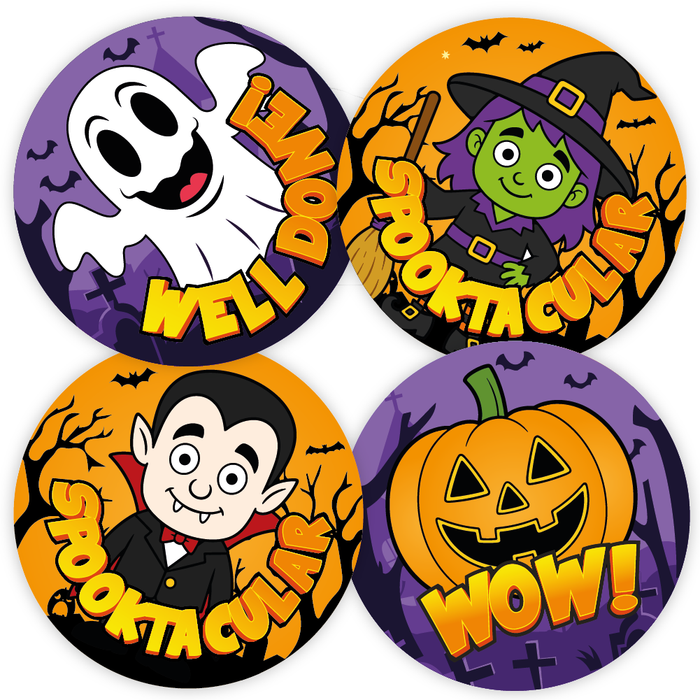 Halloween Characters Praise Words Reward Stickers