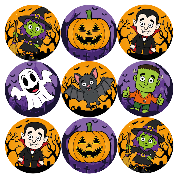 Cute Halloween Characters Reward Stickers