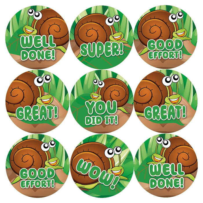 Happy Snail Praise Words Reward Stickers